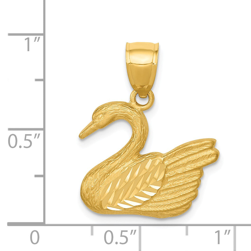 Alternate view of the 14k Yellow Gold Diamond Cut Swan Pendant by The Black Bow Jewelry Co.