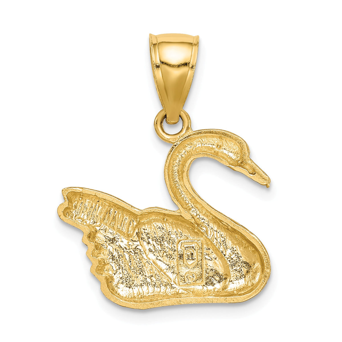 Alternate view of the 14k Yellow Gold Diamond Cut Swan Pendant by The Black Bow Jewelry Co.