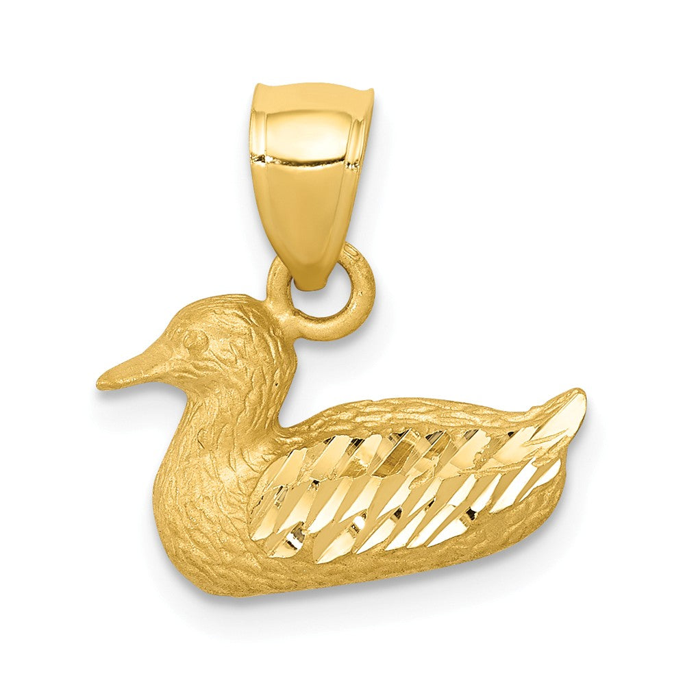 14k Yellow Gold Diamond Cut Duck Pendant, Item P11674 by The Black Bow Jewelry Co.