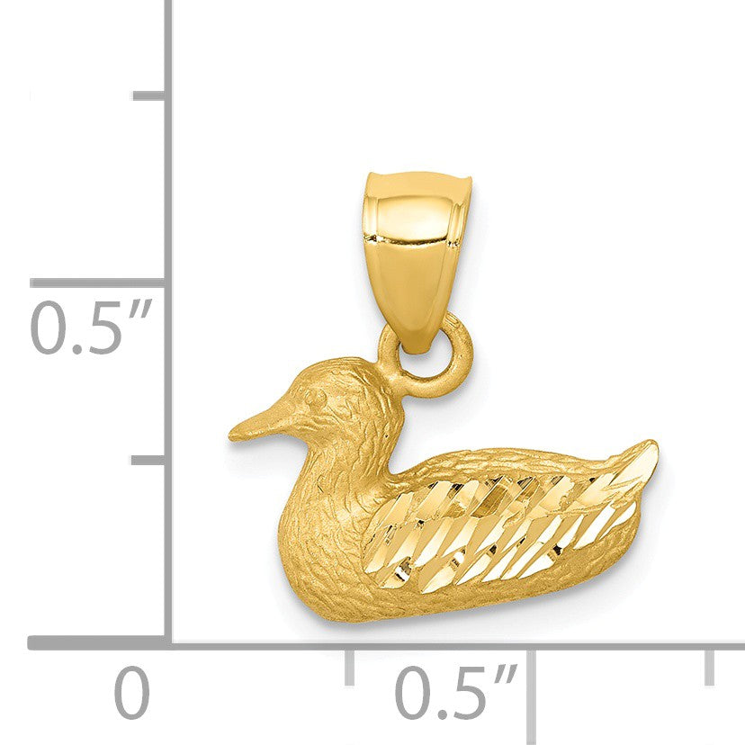 Alternate view of the 14k Yellow Gold Diamond Cut Duck Pendant by The Black Bow Jewelry Co.