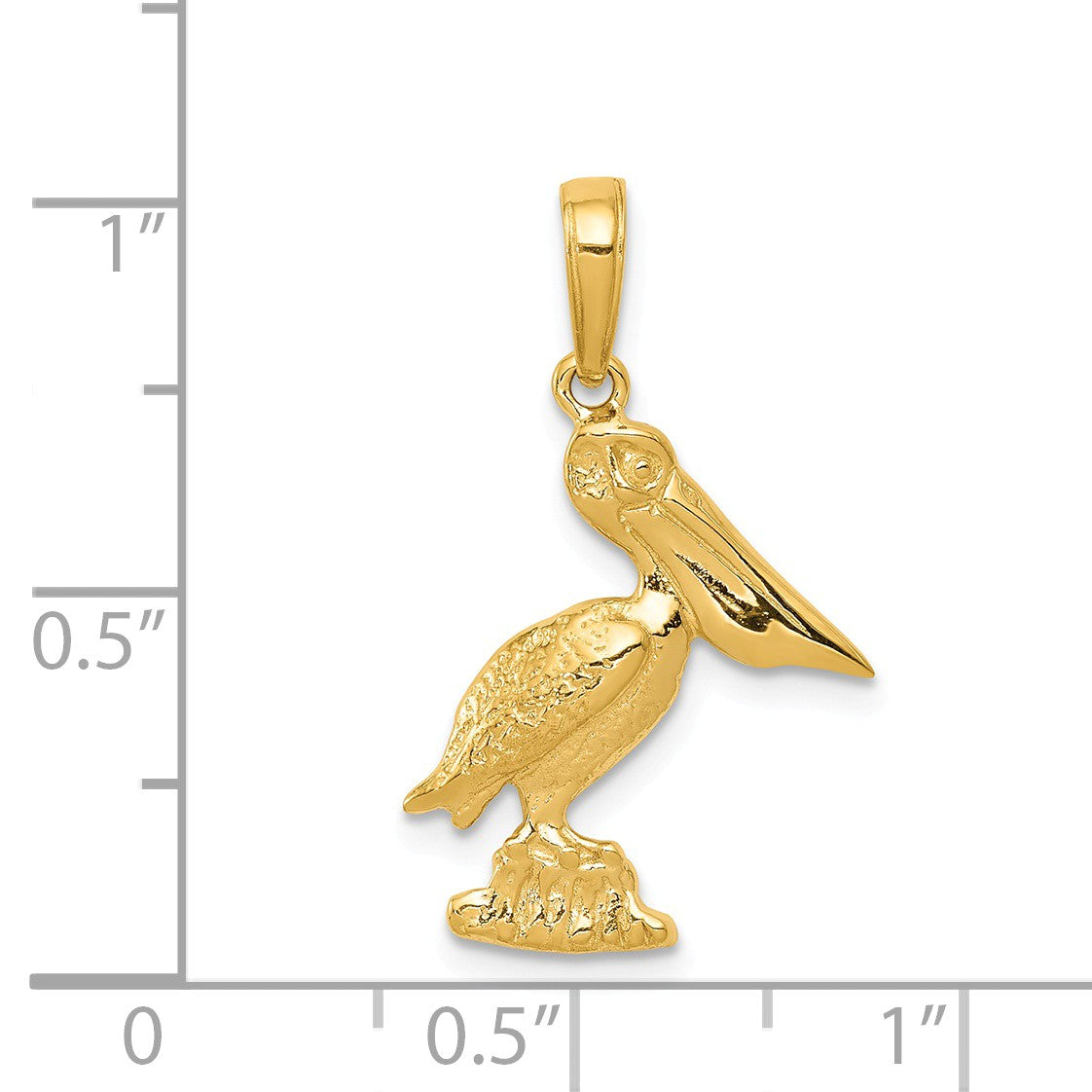 Alternate view of the 14k Yellow Gold Polished 2D Pelican Pendant by The Black Bow Jewelry Co.