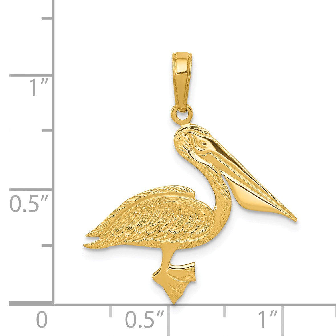 Alternate view of the 14k Yellow Gold Polished Flat Pelican Pendant by The Black Bow Jewelry Co.