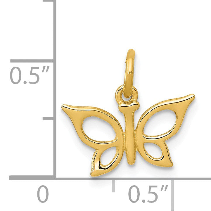 Alternate view of the 14k Yellow Gold Polished Butterfly Charm, 13mm by The Black Bow Jewelry Co.