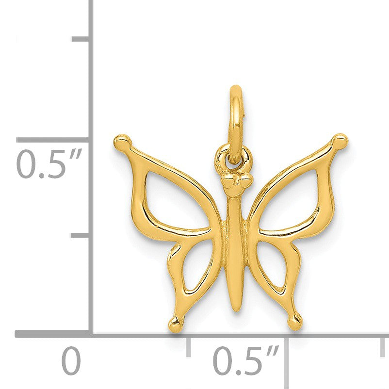 Alternate view of the 14k Yellow Gold Polished Butterfly Charm, 15mm by The Black Bow Jewelry Co.