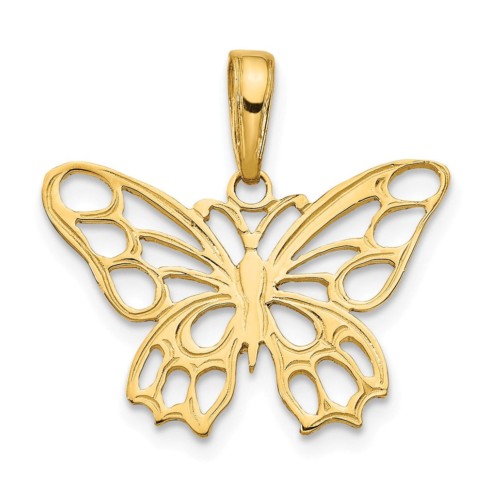 14k Yellow Gold Cutout Butterfly Flat Back Pendant, 20mm, Item P11751 by The Black Bow Jewelry Co.