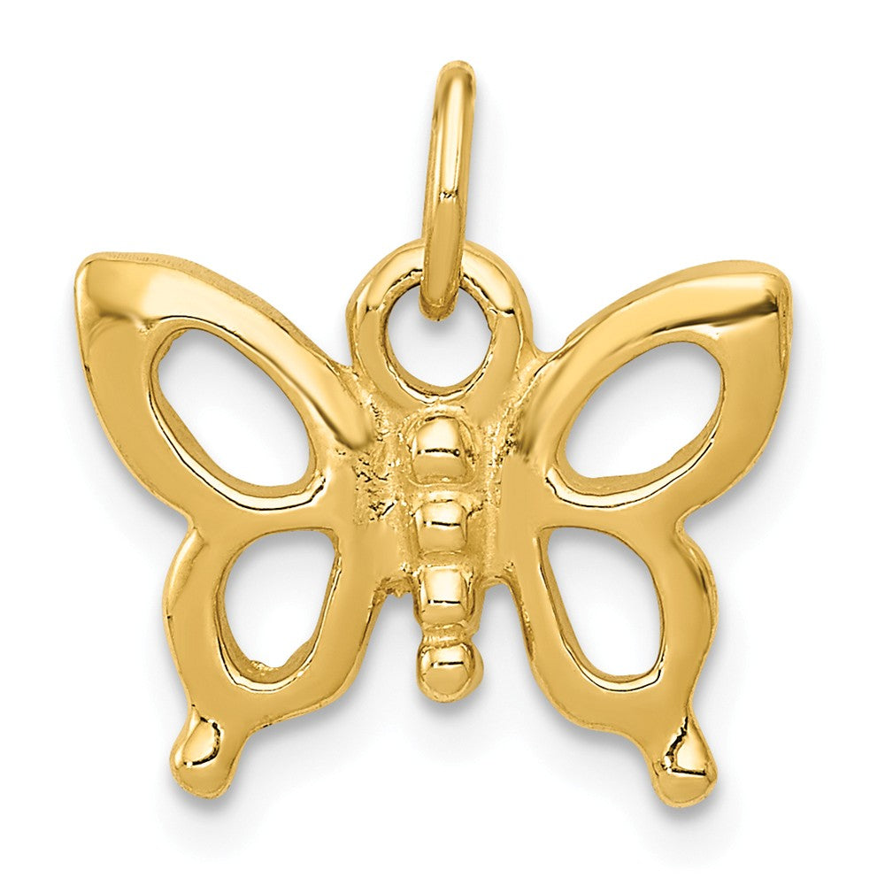 14k Yellow Gold Polished Butterfly Silhouette Charm, 15mm, Item P11756 by The Black Bow Jewelry Co.