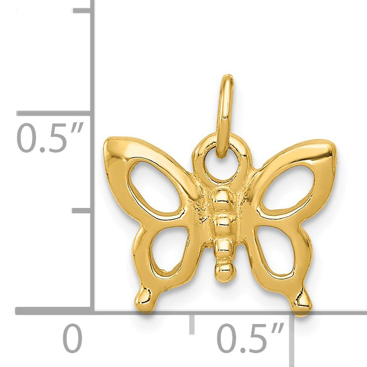 Alternate view of the 14k Yellow Gold Polished Butterfly Silhouette Charm, 15mm by The Black Bow Jewelry Co.