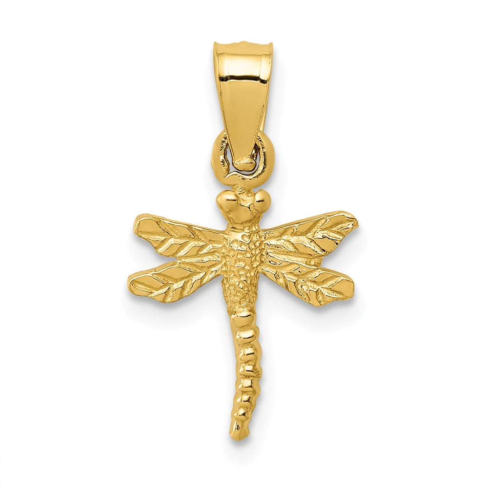 14k Yellow Gold Mini Satin Dragonfly Pendant, Item P11767 by The Black Bow Jewelry Co.