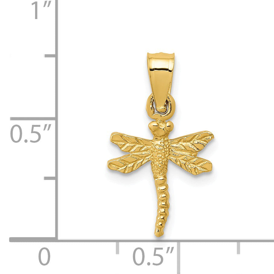 Alternate view of the 14k Yellow Gold Mini Satin Dragonfly Pendant by The Black Bow Jewelry Co.