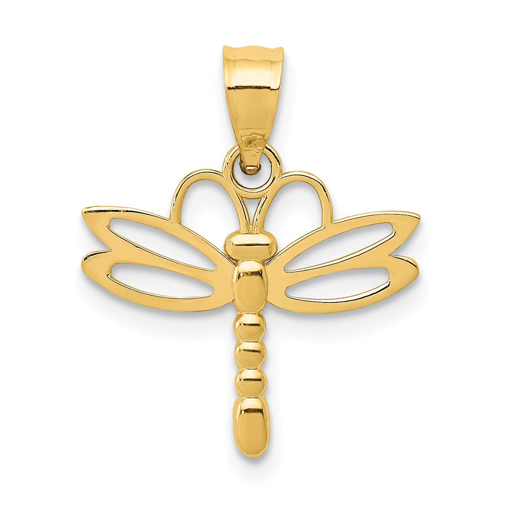 14k Yellow Gold Polished Dragonfly Pendant, 15mm, Item P11769 by The Black Bow Jewelry Co.