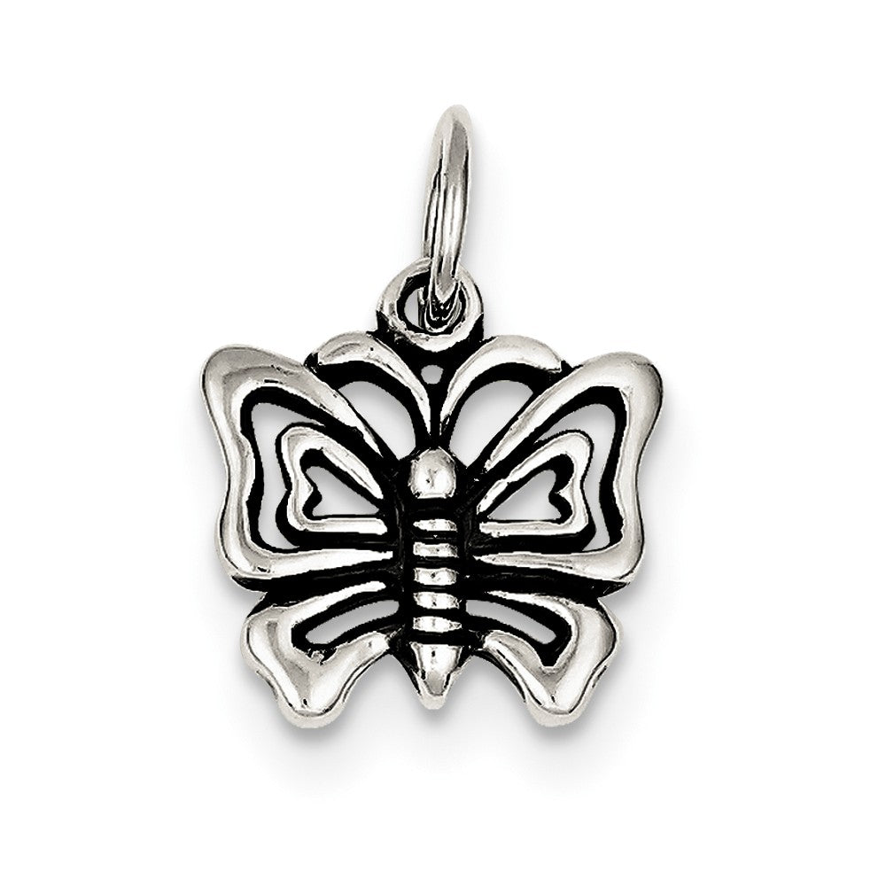 Sterling Silver 15mm Antiqued Butterfly Charm, Item P11787 by The Black Bow Jewelry Co.