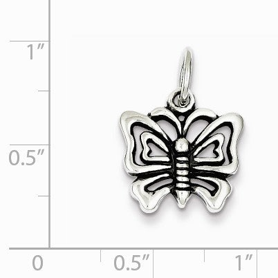 Alternate view of the Sterling Silver 15mm Antiqued Butterfly Charm by The Black Bow Jewelry Co.