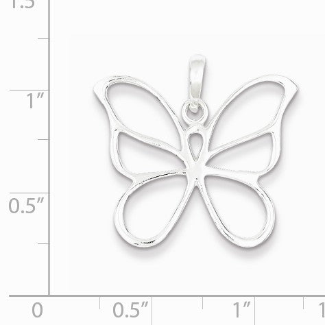 Sterling Silver Large 25mm Butterfly Silhouette Pendant - The Black Bow ...