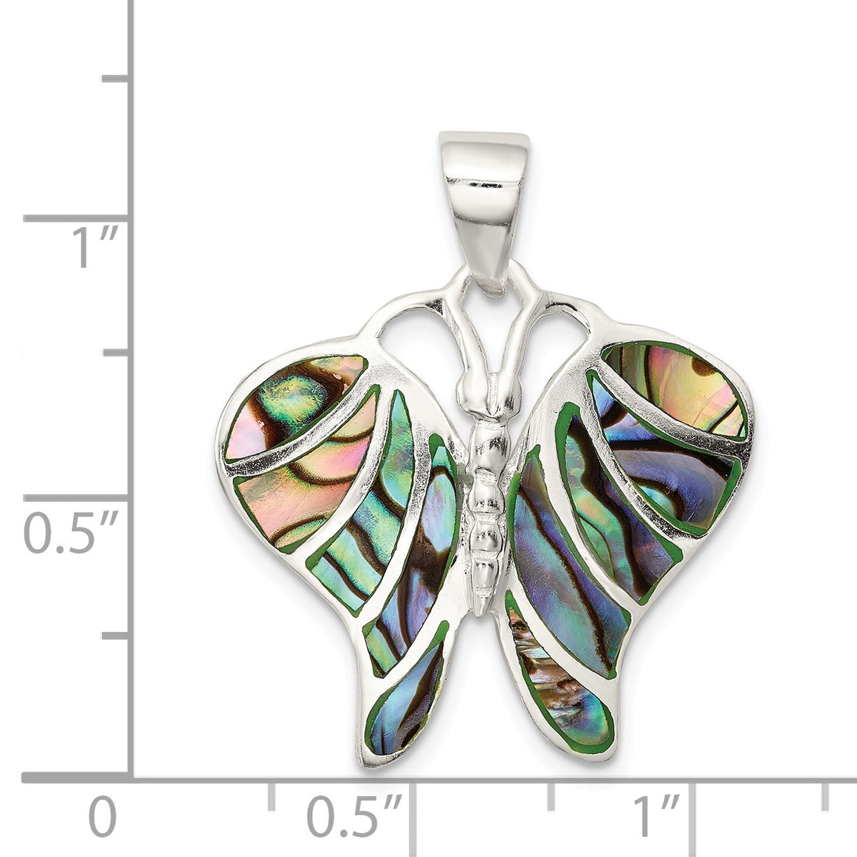 Alternate view of the Sterling Silver and Abalone Butterfly Pendant, 25mm by The Black Bow Jewelry Co.