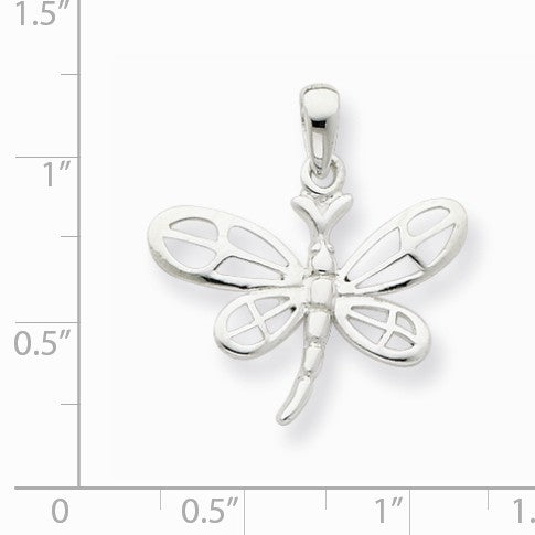 Alternate view of the Sterling Silver 24mm Polished Dragonfly Pendant by The Black Bow Jewelry Co.