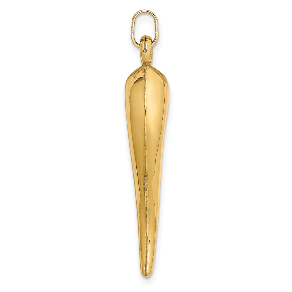 Alternate view of the 14k Yellow Gold Large 3D Hollow Italian Horn Pendant, 7 x 35mm by The Black Bow Jewelry Co.