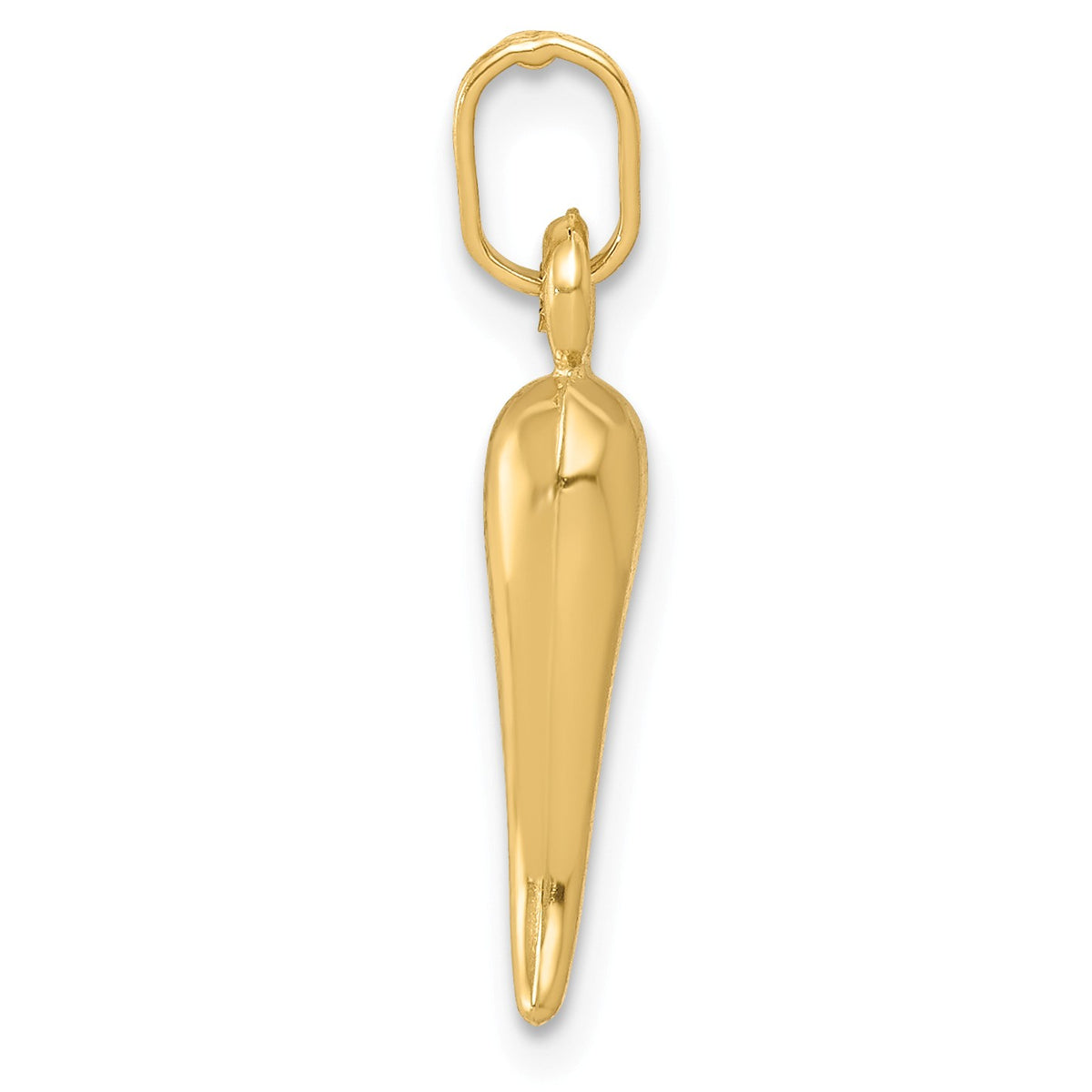 Alternate view of the 14k Yellow Gold Small 3D Hollow Italian Horn Pendant, 3 x 19mm by The Black Bow Jewelry Co.