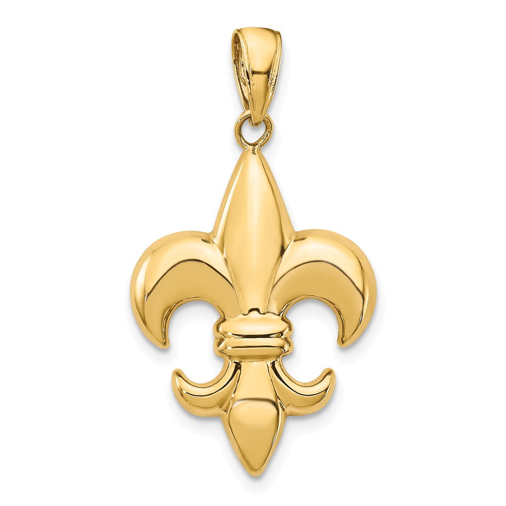14k Yellow Gold Medium Polished Fleur De Lis Pendant, Item P11804 by The Black Bow Jewelry Co.
