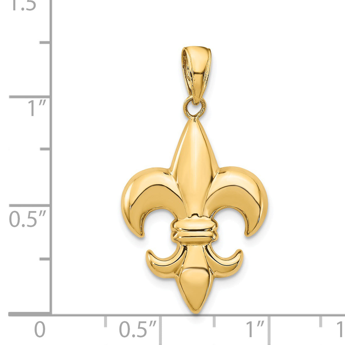 Alternate view of the 14k Yellow Gold Medium Polished Fleur De Lis Pendant by The Black Bow Jewelry Co.