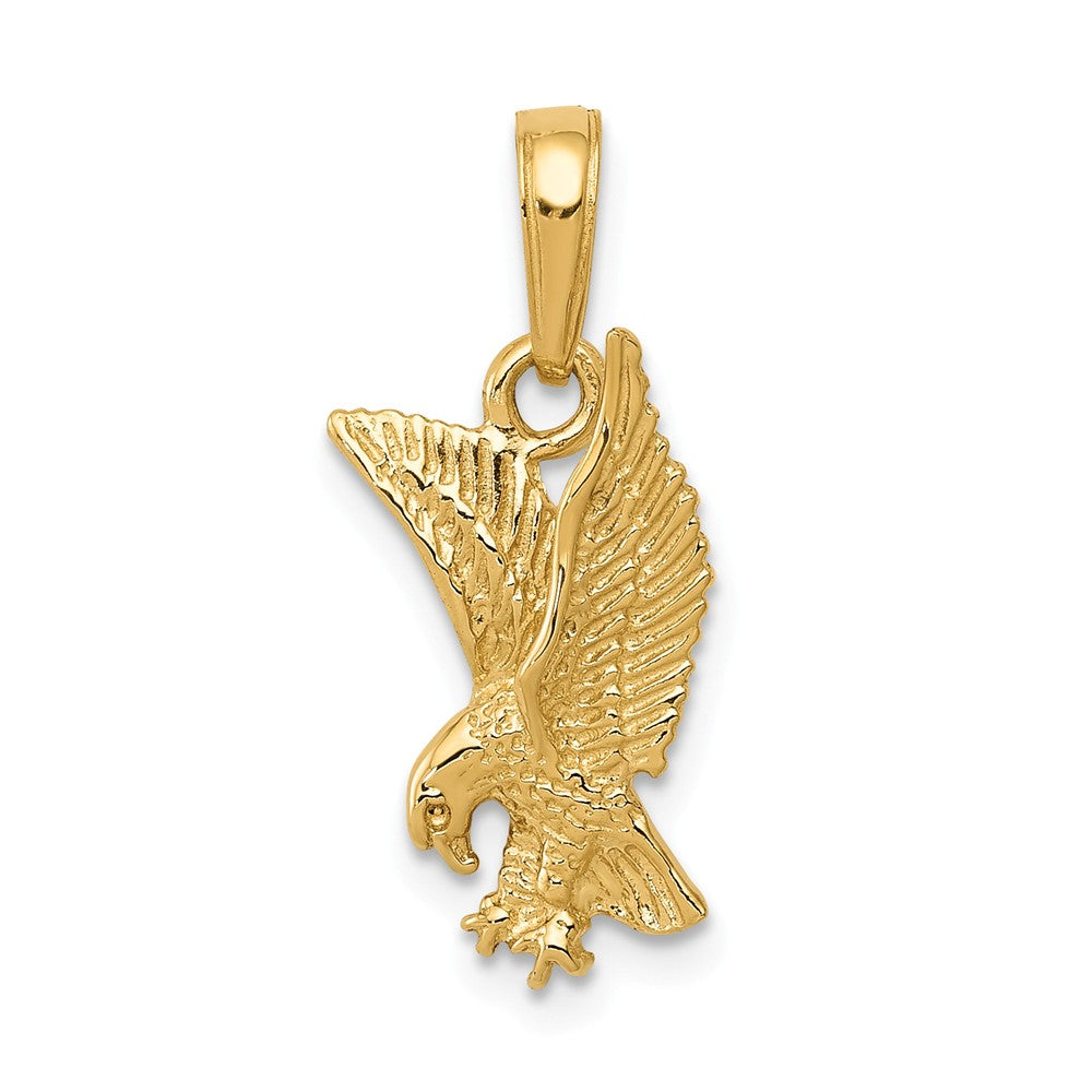 14k Yellow Gold Small 2D Landing Eagle Pendant, Item P11810 by The Black Bow Jewelry Co.