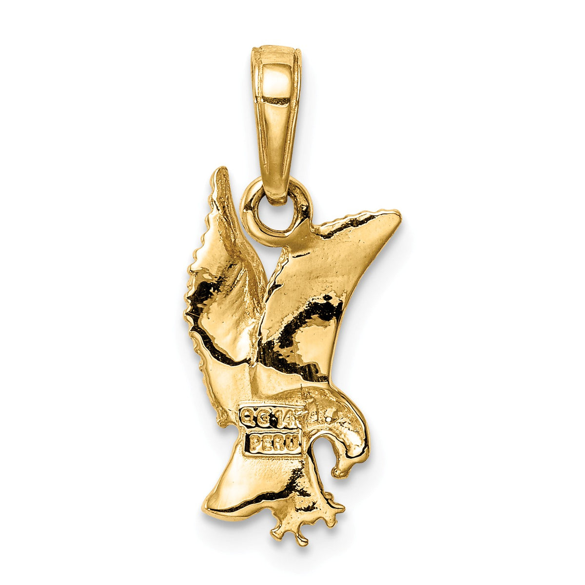 Alternate view of the 14k Yellow Gold Small 2D Landing Eagle Pendant by The Black Bow Jewelry Co.