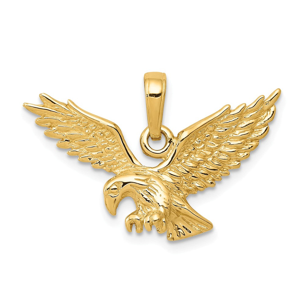 14k Yellow Gold Polished Eagle Pendant, 25mm, Item P11814 by The Black Bow Jewelry Co.
