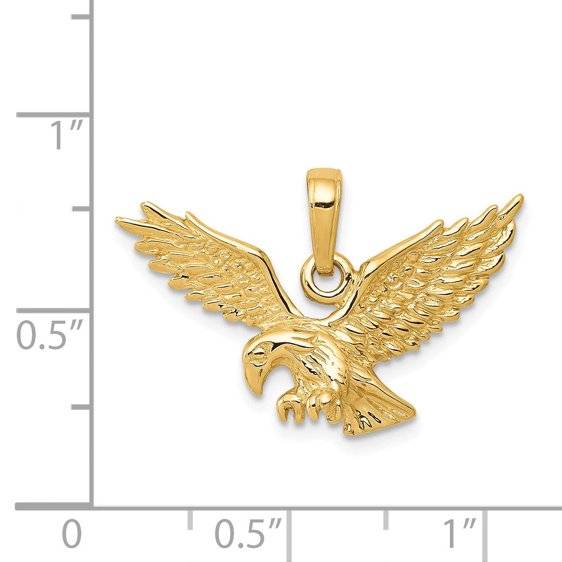 Alternate view of the 14k Yellow Gold Polished Eagle Pendant, 25mm by The Black Bow Jewelry Co.