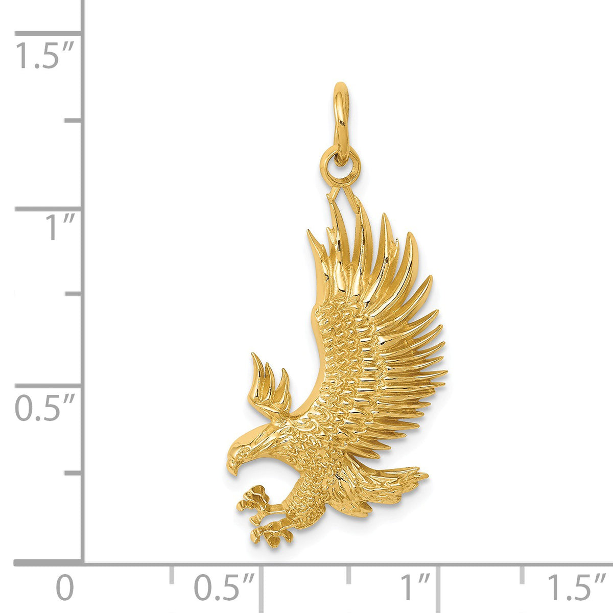 Alternate view of the 14k Yellow Gold 2D American Bald Eagle Pendant by The Black Bow Jewelry Co.