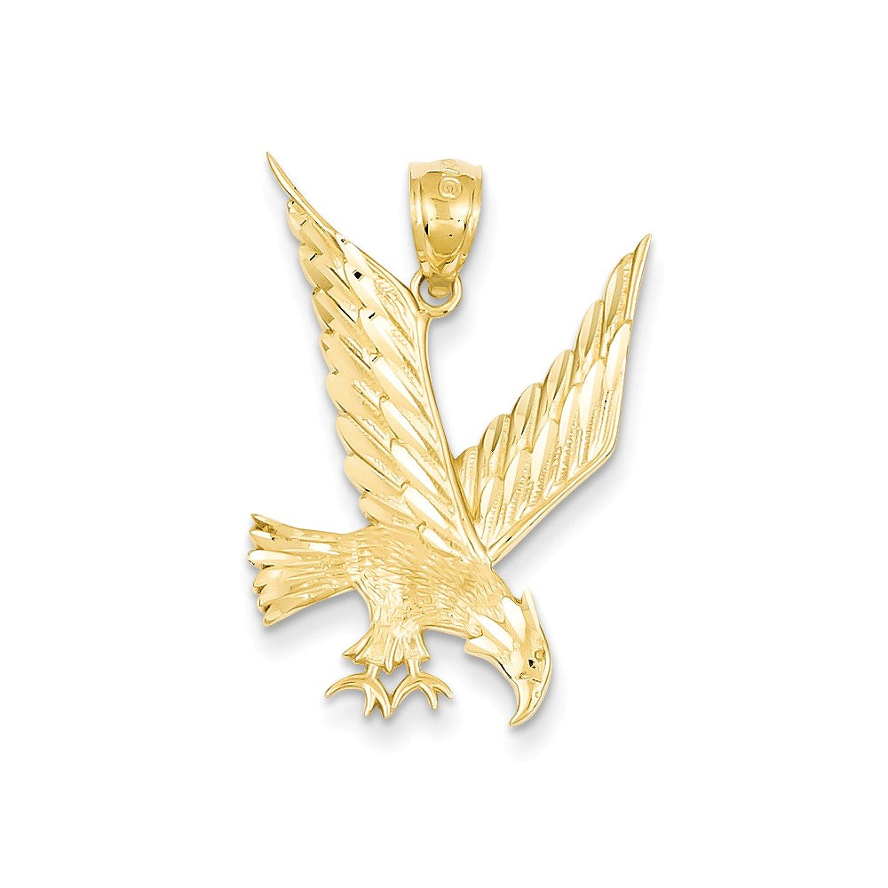 14k Yellow Gold Diamond Cut Eagle Pendant, Item P11821 by The Black Bow Jewelry Co.