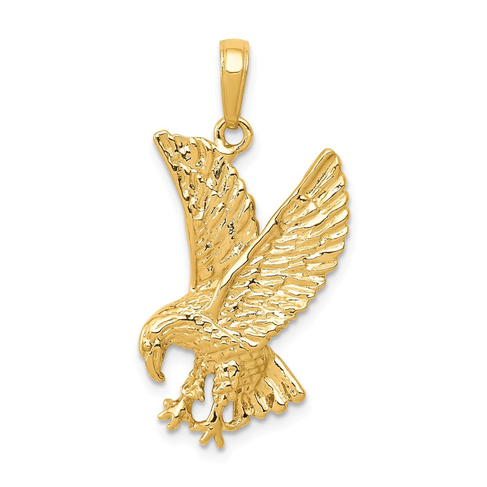 14k Yellow Gold 2D Eagle Pendant, Item P11822 by The Black Bow Jewelry Co.