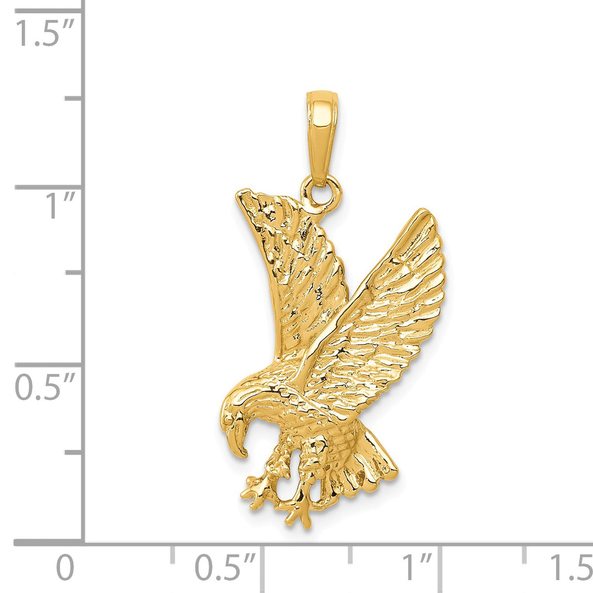Alternate view of the 14k Yellow Gold 2D Eagle Pendant by The Black Bow Jewelry Co.