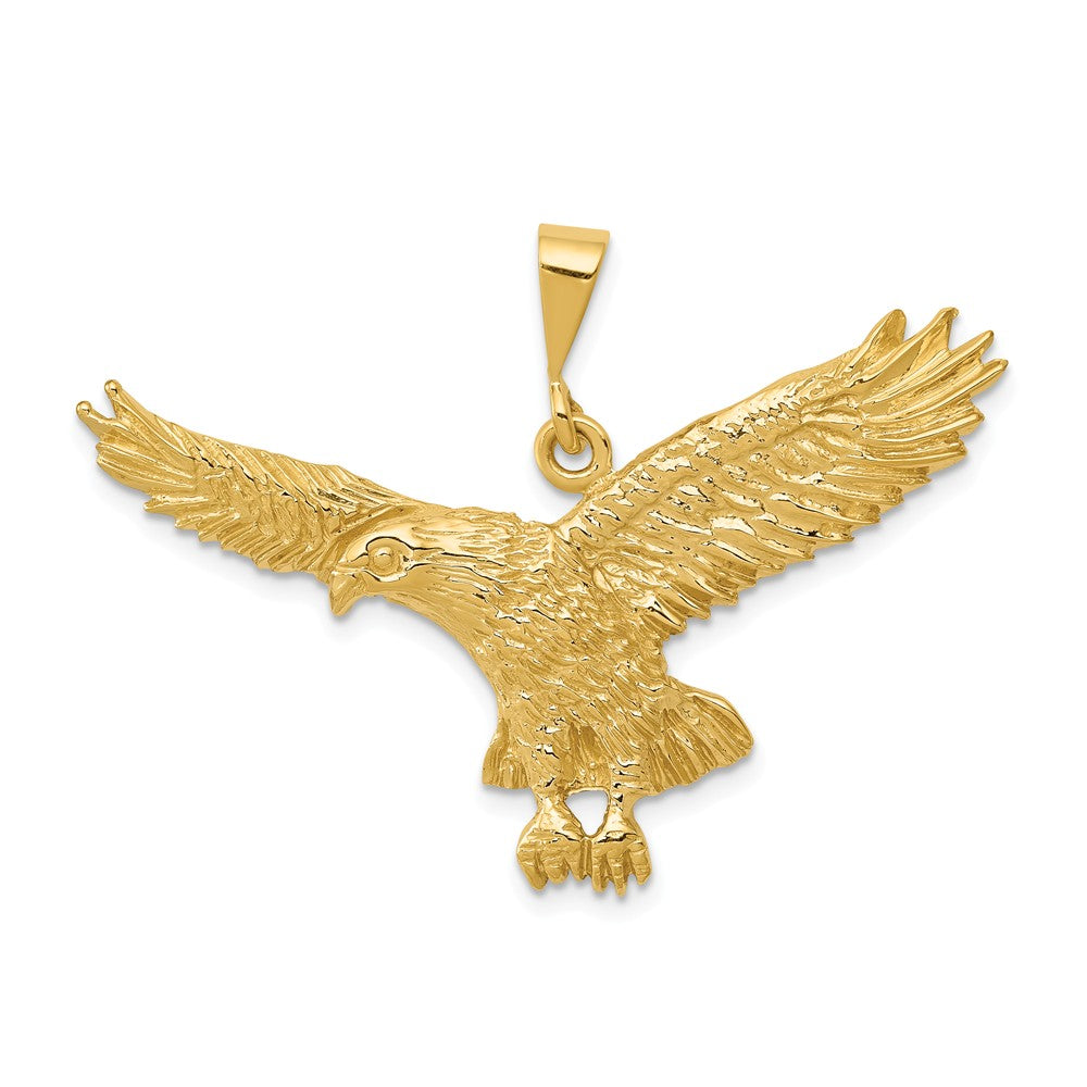 14k Yellow Gold Large 2D Eagle Pendant, Item P11823 by The Black Bow Jewelry Co.