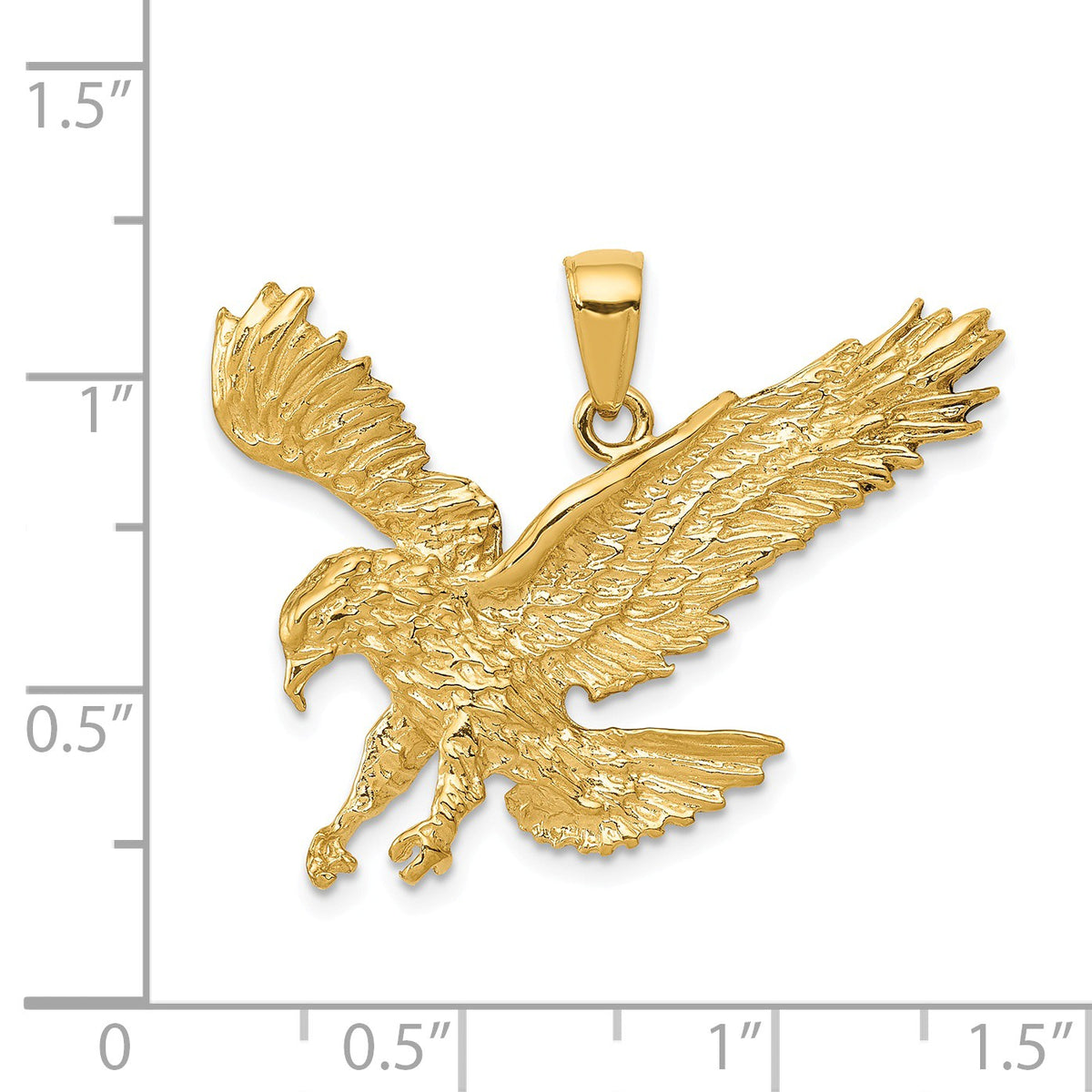 Alternate view of the 14k Yellow Gold Textured Landing Eagle Pendant by The Black Bow Jewelry Co.