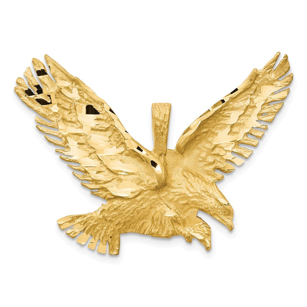 14k Yellow Gold Large 2D Textured Eagle Pendant, Item P11829 by The Black Bow Jewelry Co.