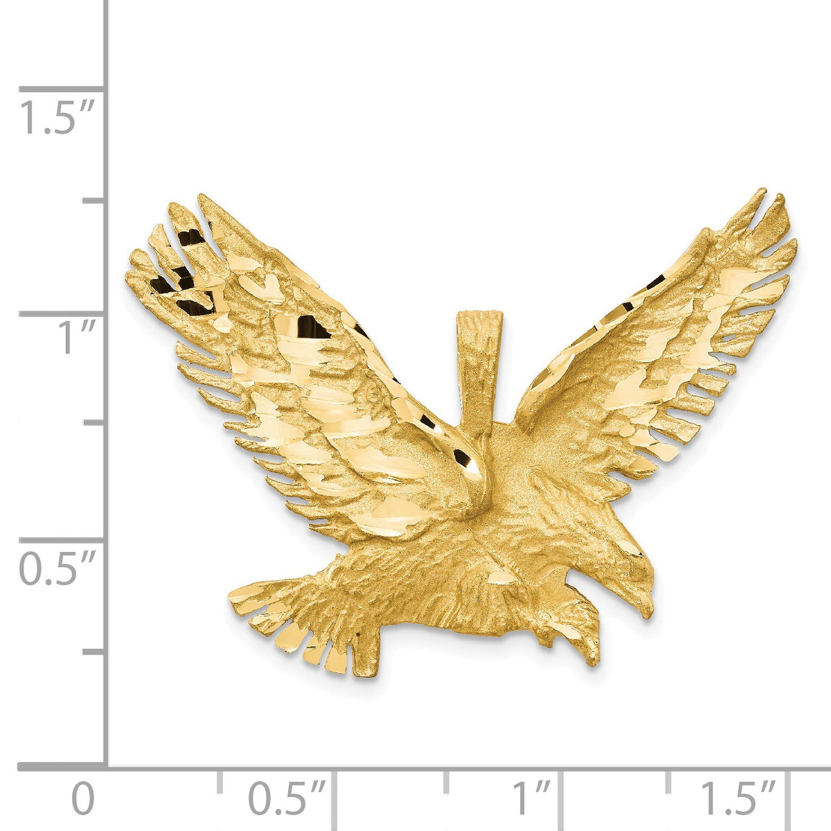 Alternate view of the 14k Yellow Gold Large 2D Textured Eagle Pendant by The Black Bow Jewelry Co.