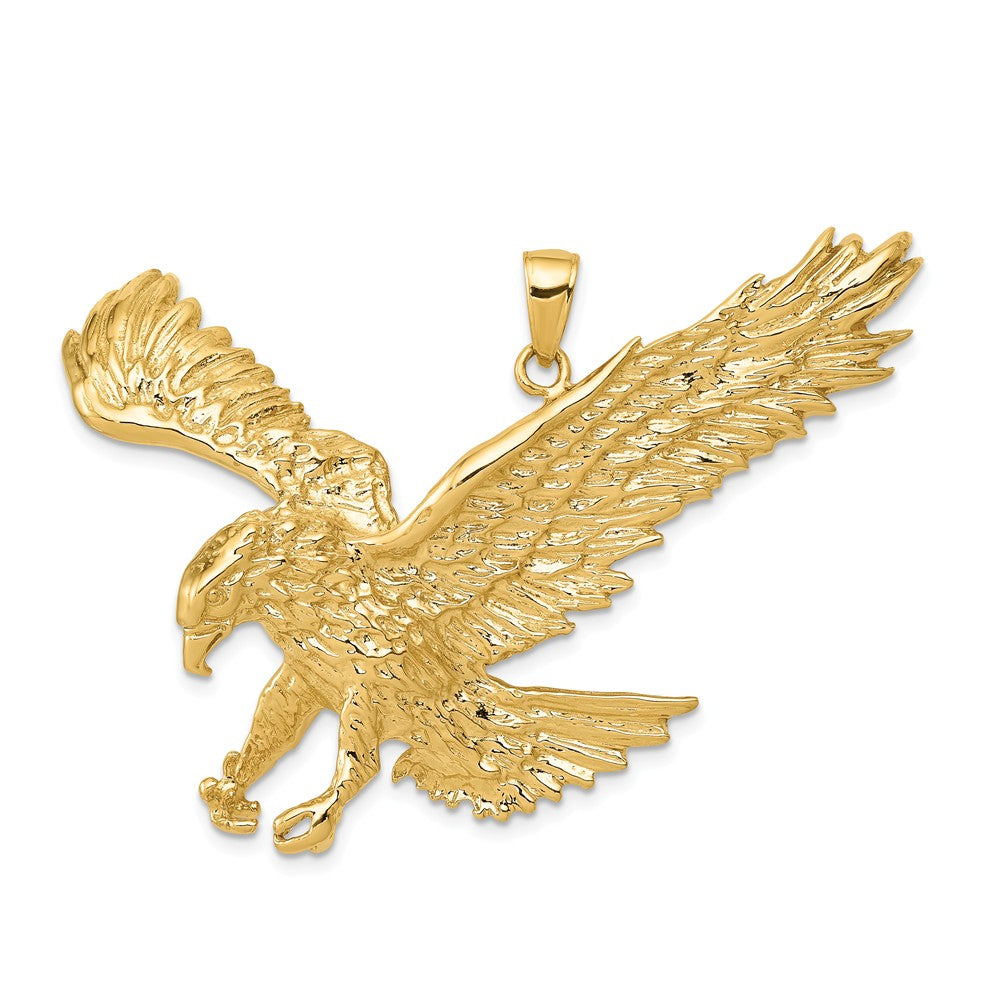 14k Yellow Gold Extra Large 2D Landing Eagle Pendant, Item P11832 by The Black Bow Jewelry Co.