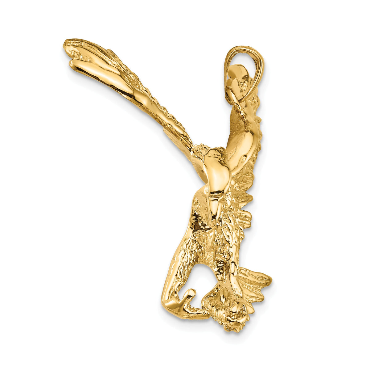 Alternate view of the 14k Yellow Gold Extra Large 2D Landing Eagle Pendant by The Black Bow Jewelry Co.