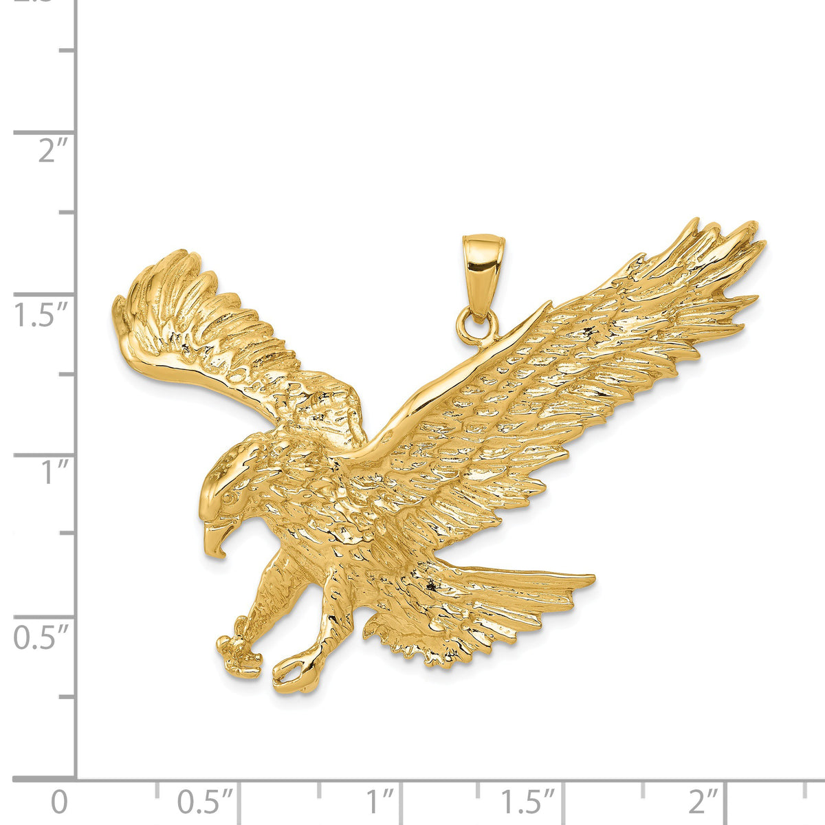 Alternate view of the 14k Yellow Gold Extra Large 2D Landing Eagle Pendant by The Black Bow Jewelry Co.