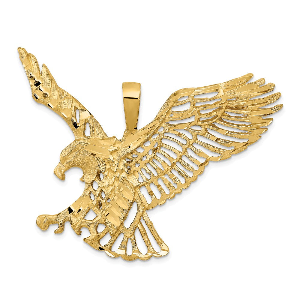 14k Yellow Gold Extra Large Cutout Eagle Pendant, Item P11833 by The Black Bow Jewelry Co.
