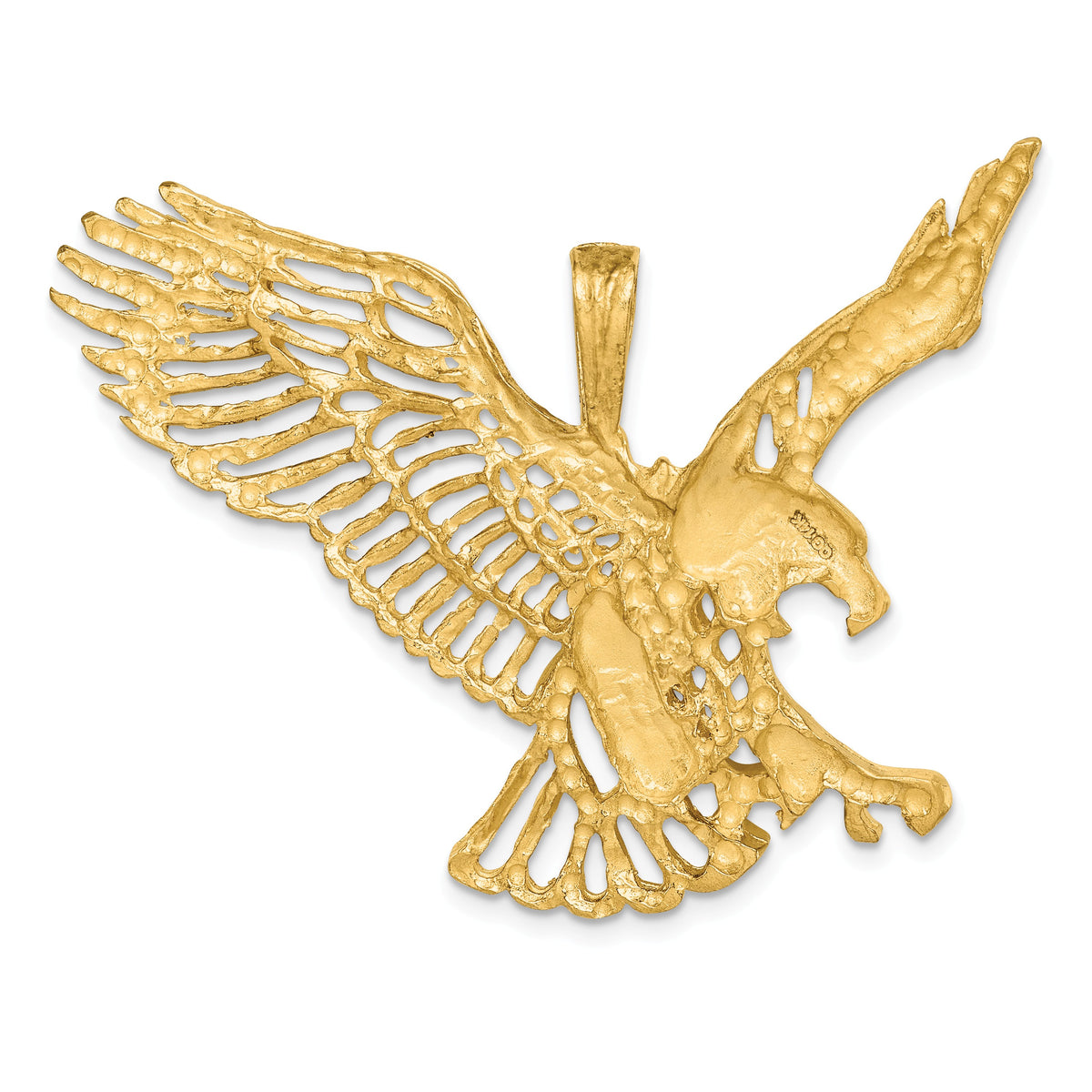 Alternate view of the 14k Yellow Gold Extra Large Cutout Eagle Pendant by The Black Bow Jewelry Co.