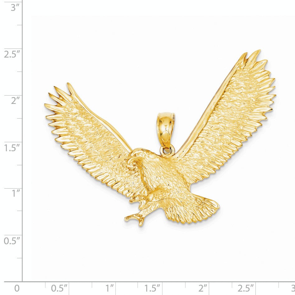 Alternate view of the 14k Yellow Gold Extra Large 3D Textured Eagle Pendant by The Black Bow Jewelry Co.