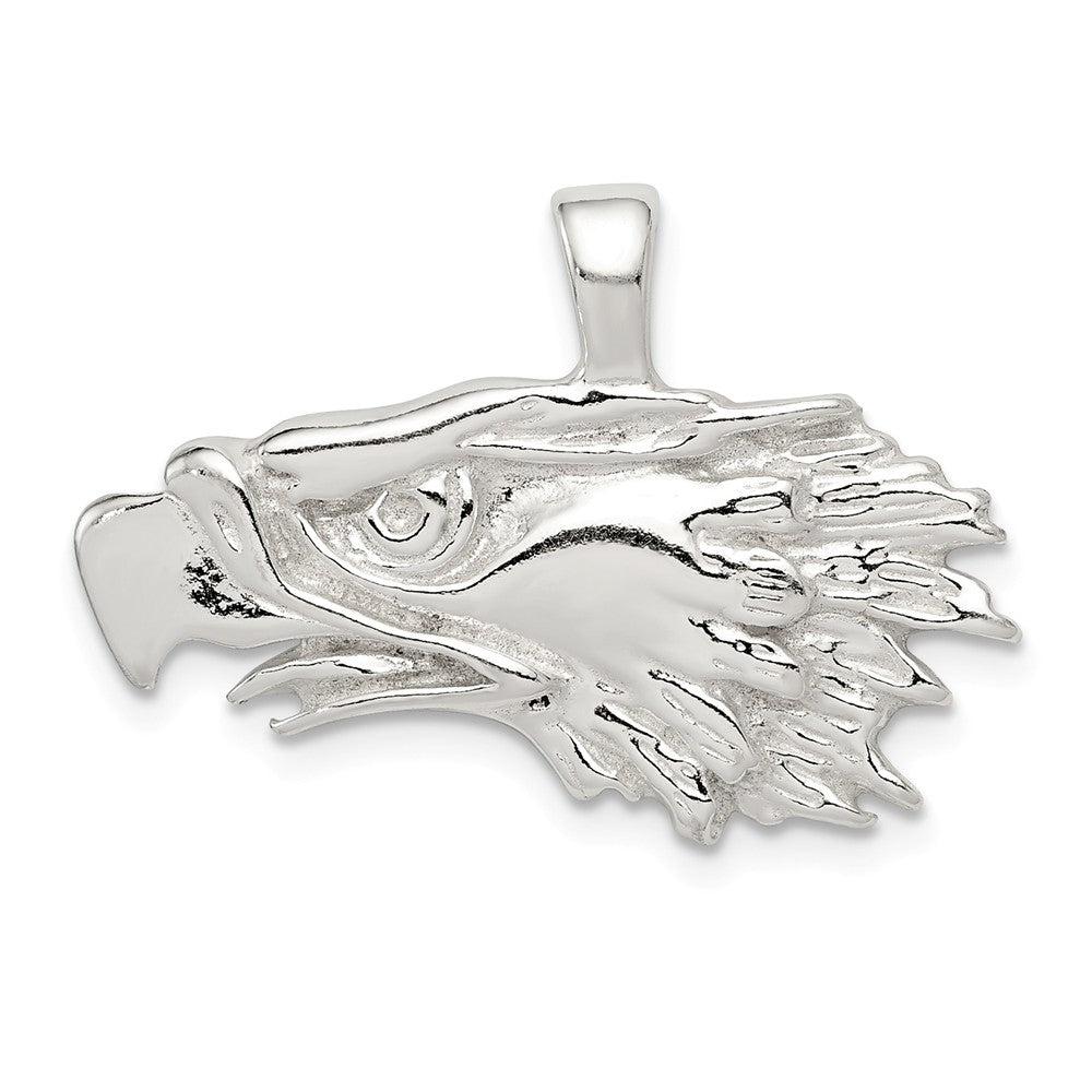 Sterling Silver 25mm Antiqued Eagle Head Pendant, Item P11835 by The Black Bow Jewelry Co.