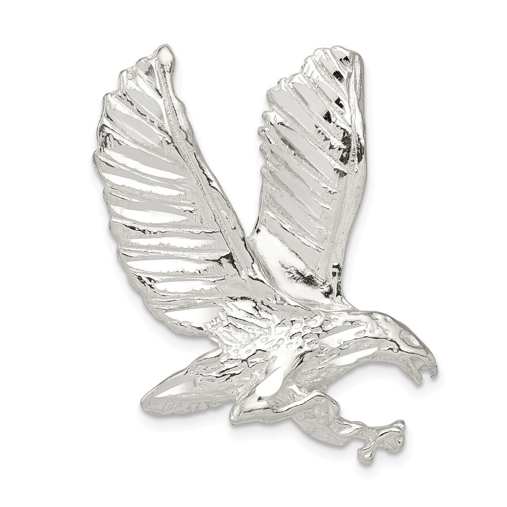 Sterling Silver Diamond Cut Eagle Slide Pendant, 38mm, Item P11836 by The Black Bow Jewelry Co.