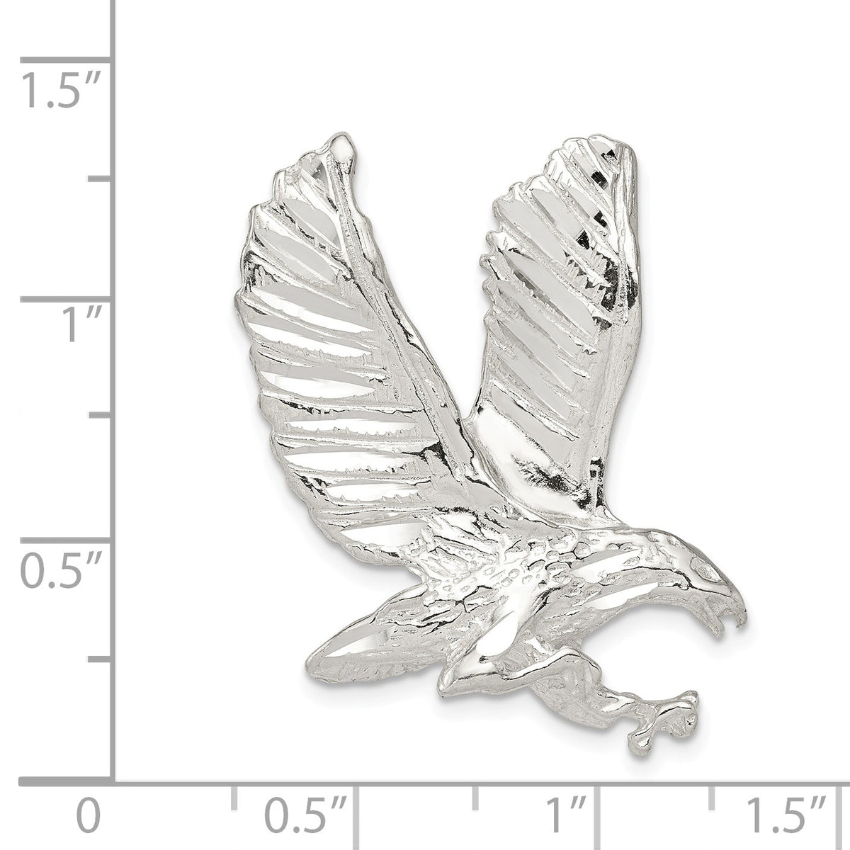 Alternate view of the Sterling Silver Diamond Cut Eagle Slide Pendant, 38mm by The Black Bow Jewelry Co.