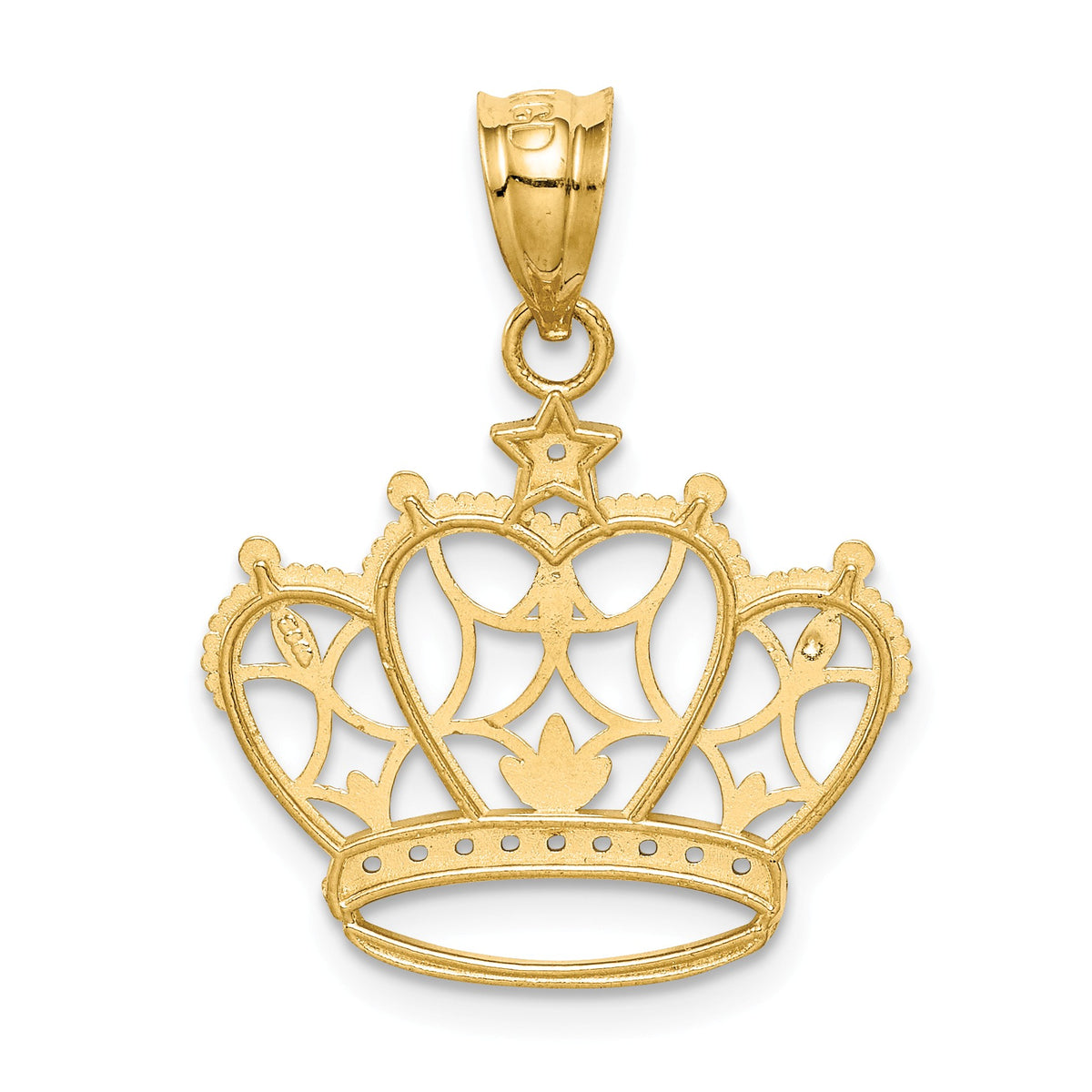 Alternate view of the 14k Yellow Gold and White Rhodium Two Tone Crown Pendant, 19mm by The Black Bow Jewelry Co.