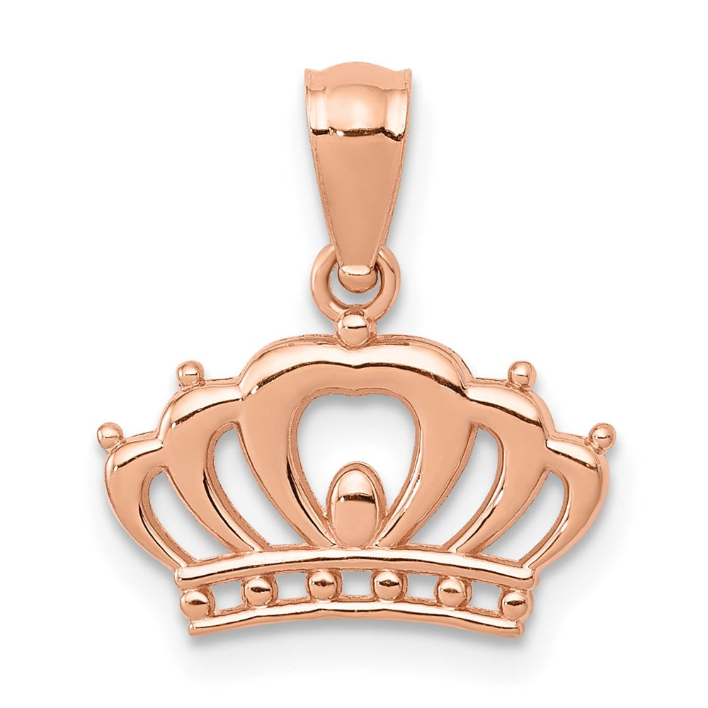 14k Rose Gold 13mm Polished Crown Pendant, Item P11838 by The Black Bow Jewelry Co.