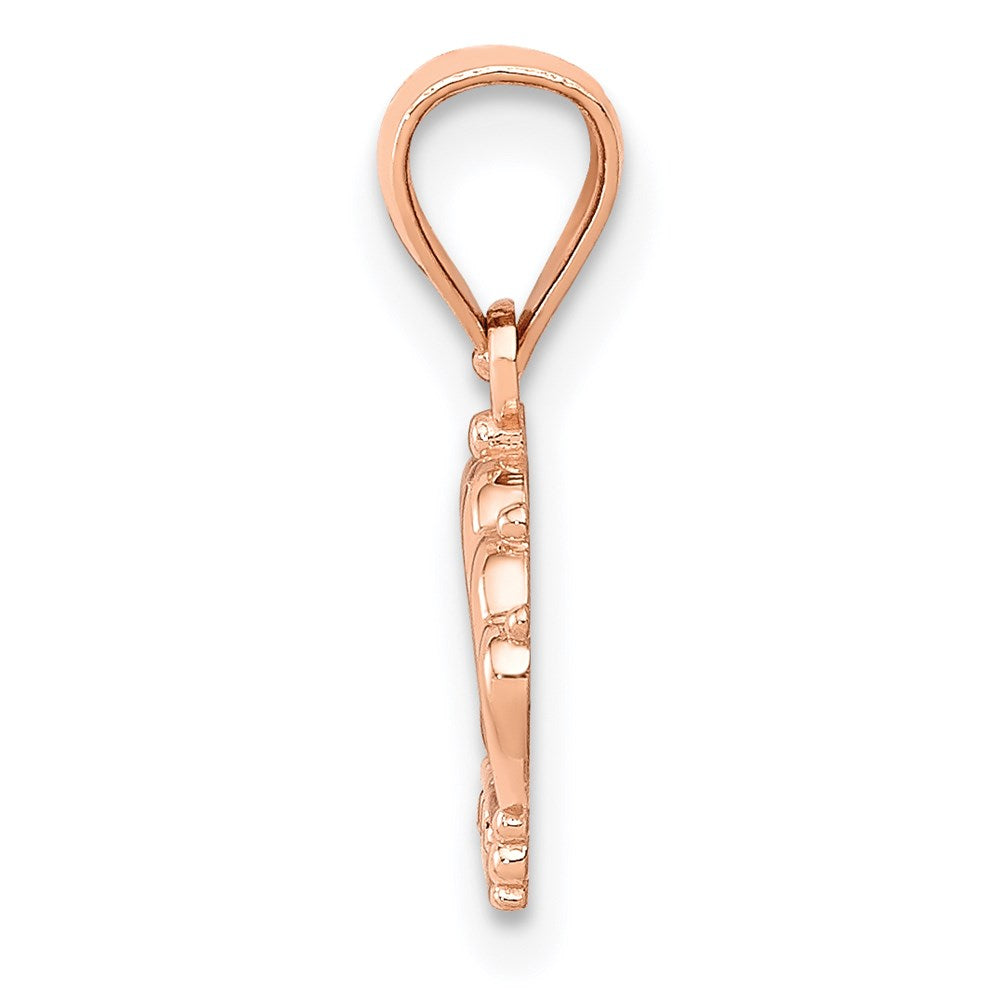 Alternate view of the 14k Rose Gold 13mm Polished Crown Pendant by The Black Bow Jewelry Co.