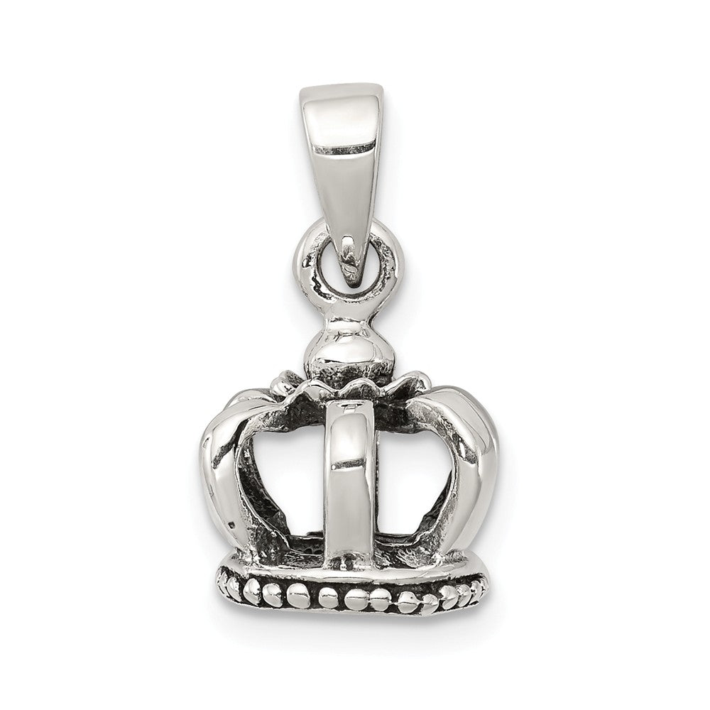 Sterling Silver 10mm Antiqued 3D Crown Pendant, Item P11839 by The Black Bow Jewelry Co.