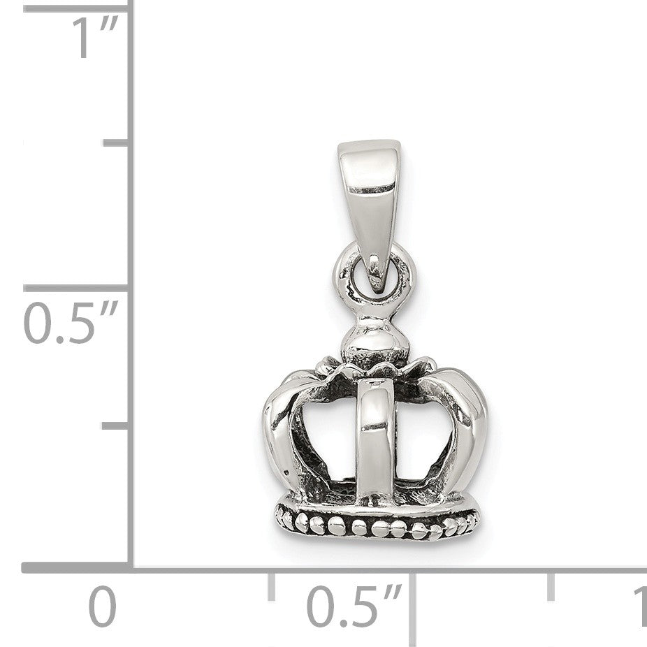 Alternate view of the Sterling Silver 10mm Antiqued 3D Crown Pendant by The Black Bow Jewelry Co.