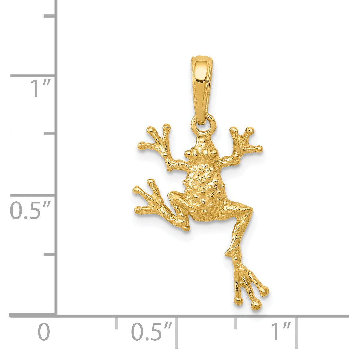 Alternate view of the 14k Yellow Gold Textured 2D Frog Pendant by The Black Bow Jewelry Co.